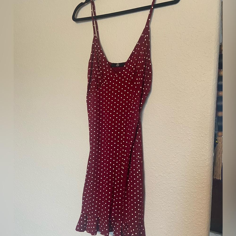 Red mini polka dot dress small